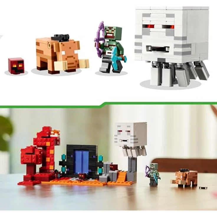 LEGO Minecraft Hinterhalt am Netherportal, Gaming-Spielzeug im Nether für Kinder mit Kampfszenen und legendären Figuren inkl. Ghast, Geschenk für Gamer-Jungs und Mädchen ab 8 Jahren 21255 – Bild 5