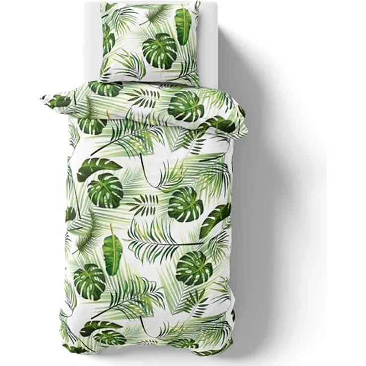 NYVI Bettwäsche Set DreamScience Leaves, Mikrofaser 135x200 + 80x80 cm, atmungsaktiv & weich, mit Reißverschluss, Oeko-TEX zertifiziert, für Allergiker geeignet – Bild 2