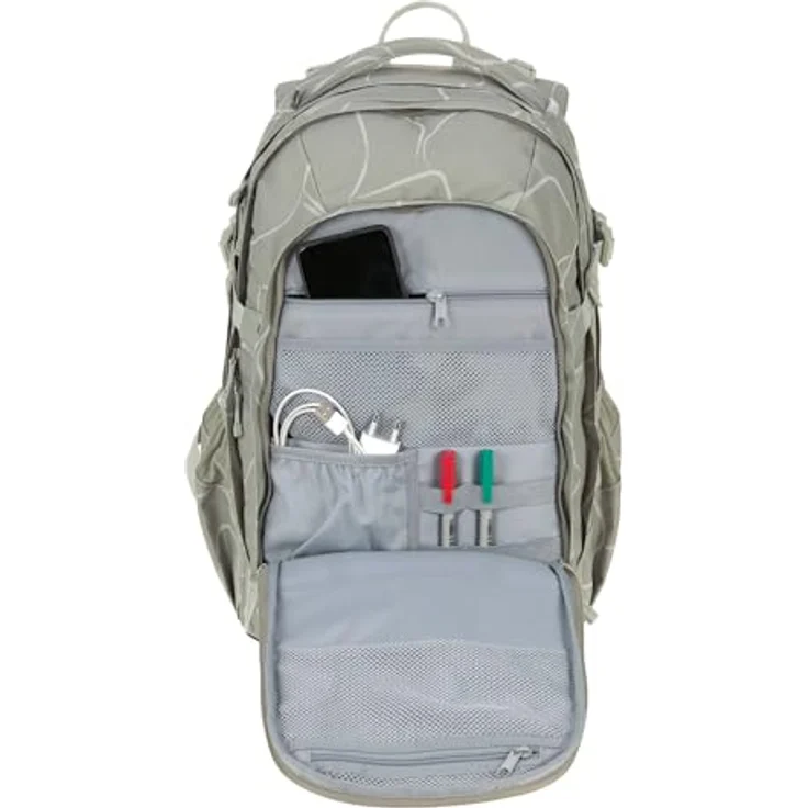 LÄSSIG BOLD Origin Schulrucksack, ergonomisch mit Reflektoren, höhenverstellbarem Rückenteil und 30 l Volumen, sage – Bild 5