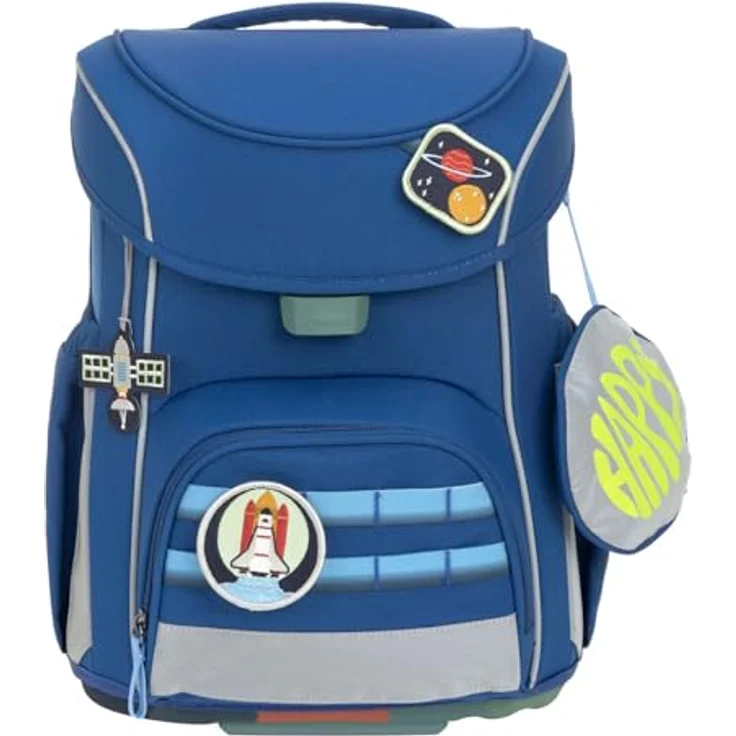 LÄSSIG Unique School Set Slim, 7-teiliges Schulranzen-Set mit Regenhülle und Reflektoren, Dunkelblau – Bild 2