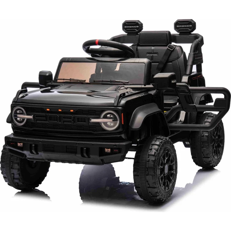 Beneo Ford Bronco Elektrisches Kinderfahrzeug, lizenziert, Hinterradantrieb, Schwarz, Lithiumbatterie, hohe Bodenfreiheit, breiter Sitz, 2,4-GHz-Fernbedienung, MP3-Player mit USB-Anschluss, LED-Beleuchtung