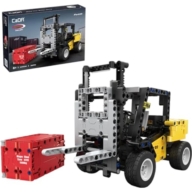 JAMARA CADA Gabelstapler Bricks - Klemmbaustein-Fahrzeug mit 388 Teilen, geeignet für Kinder ab 8 Jahren, inklusive Dekorbogen und verstellbarer Gabel – Bild 1