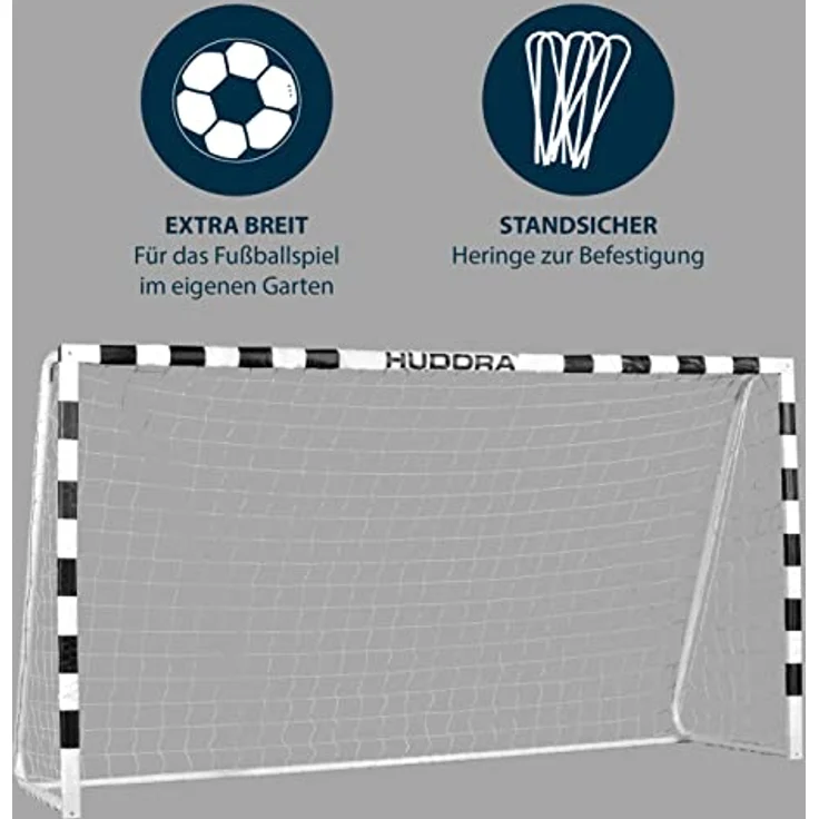 HUDORA Fussballtor Stadion - Tor für Kinder und Erwachsene - Fussball Tor 300 x 160 x 90 cm für Garten Outdoor - Weiß / Schwarz - 76909 – Bild 4