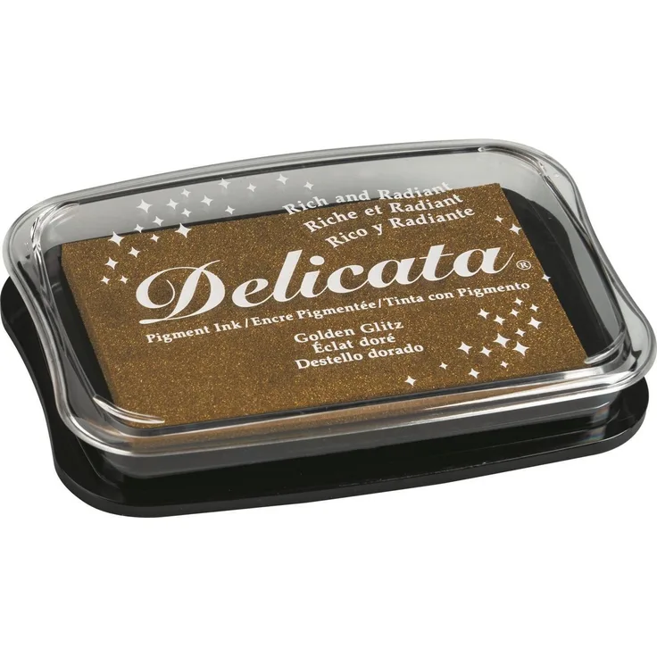 Knorr Prandell Delicata Metallic Stempelkissen, 100 x 70 mm, golden glitz, schnell trocknend, geeignet für Embossing