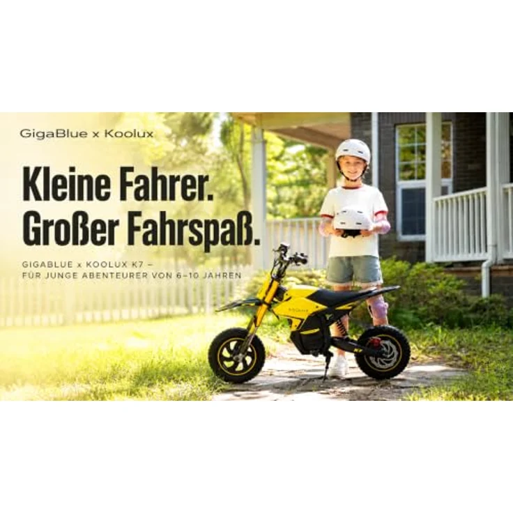 GigaBlue K7 JuniorCross – Elektro-Kindermotorrad 400W Motor, 12 Zoll, 3 Fahrstufen, Rot, Blau oder Gelb – Bild 3