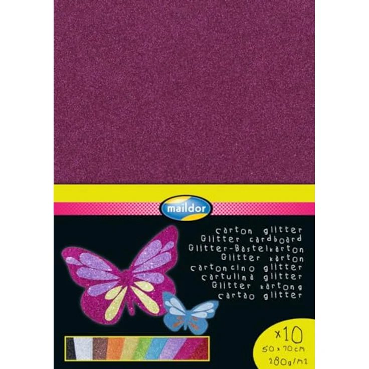 Clairefontaine Glitterkarton 195599C, 10 Bogen 200g 50x70 cm, farbig sortiert, für Bastelaktivitäten und Dekoration – Bild 1