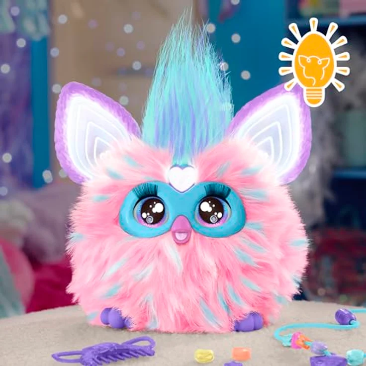 Hasbro Furby Pink, interaktives Plüschtier mit über 600 Reaktionen, 20 cm, rosa & hellblau – Bild 6