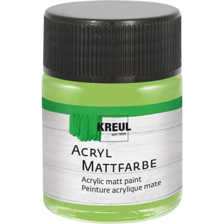 KREUL 75542 Acryl Mattfarbe maigrün, 50 ml, schnelltrocknend, cremig deckend, auf Wasserbasis, für viele Untergründe geeignet – Bild 1
