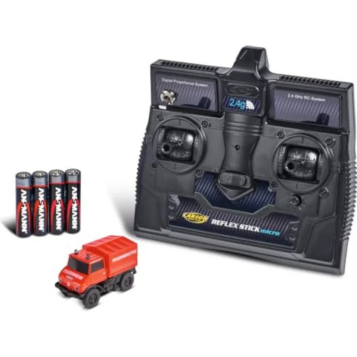 Carson Modellsport 500504178 Mercedes-Benz Unimog U406, 1:87 RC Elektro Straßenmodell mit 2WD, inkl. Akku, Ladegerät und Senderbatterien – Bild 1