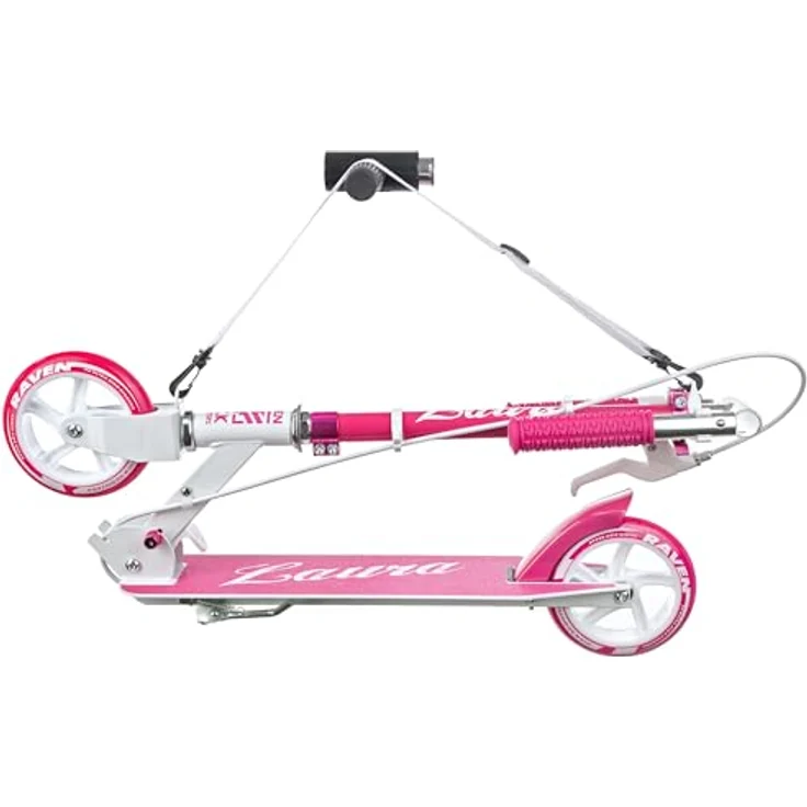 RAVEN Laura Tretroller Kickscooter für Kinder, klappbar, höhenverstellbar, mit Handbremse und Tragegurt, 145mm Räder – Bild 3