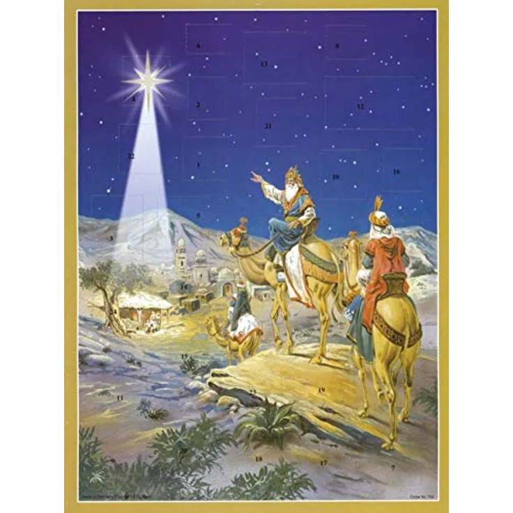 Richard Sellmer Verlag Sellmer Adventskalender - die heiligen drei König, nostalgischer Adventskalender mit Glitzer und Glimmer, Made in Germany