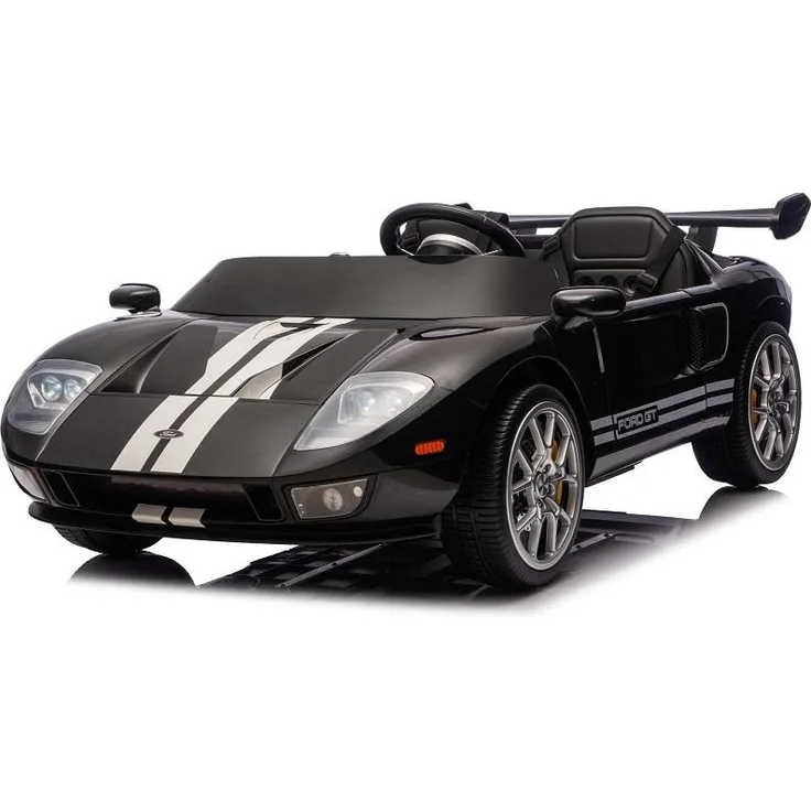 Business Navigator Ford GT, elektrische Doppelsitzer Kinderfahrzeug in schwarz, 24 Volt mit weichen Ledersitzen und bürstenlosem Motor bis 13 km/h