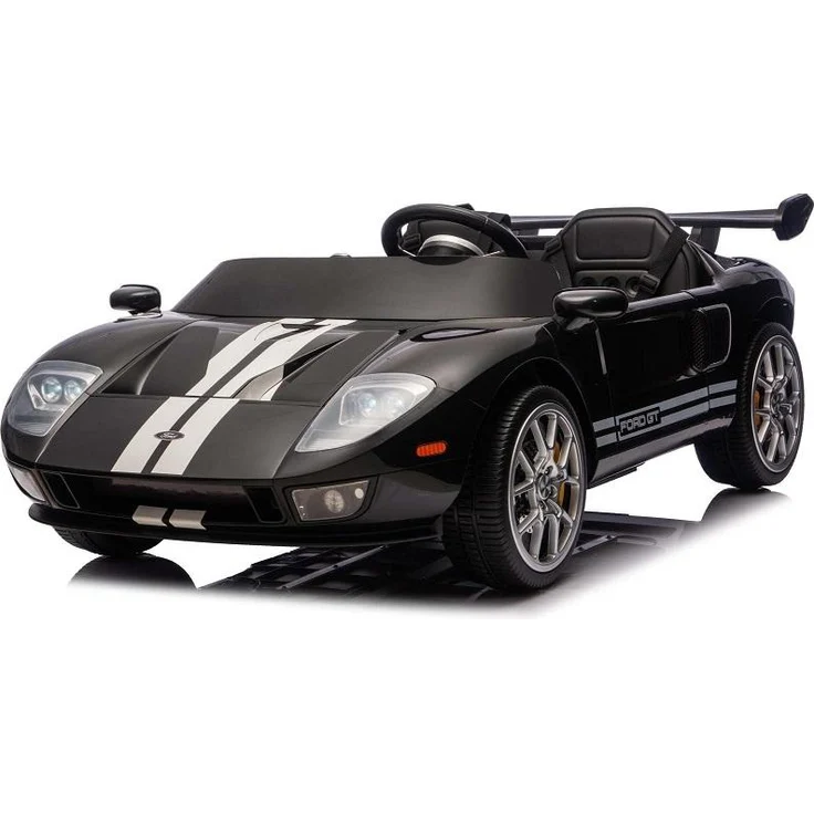 Business Navigator Ford GT, elektrische Doppelsitzer Kinderfahrzeug in schwarz, 24 Volt mit weichen Ledersitzen und bürstenlosem Motor bis 13 km/h