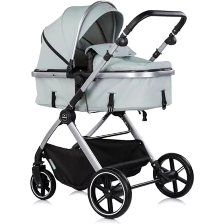 Chipolino Kombikinderwagen Pearl 2 in 1, umbaubar mit Rucksack und Fußsack, leichte Federung, grün – Bild 2