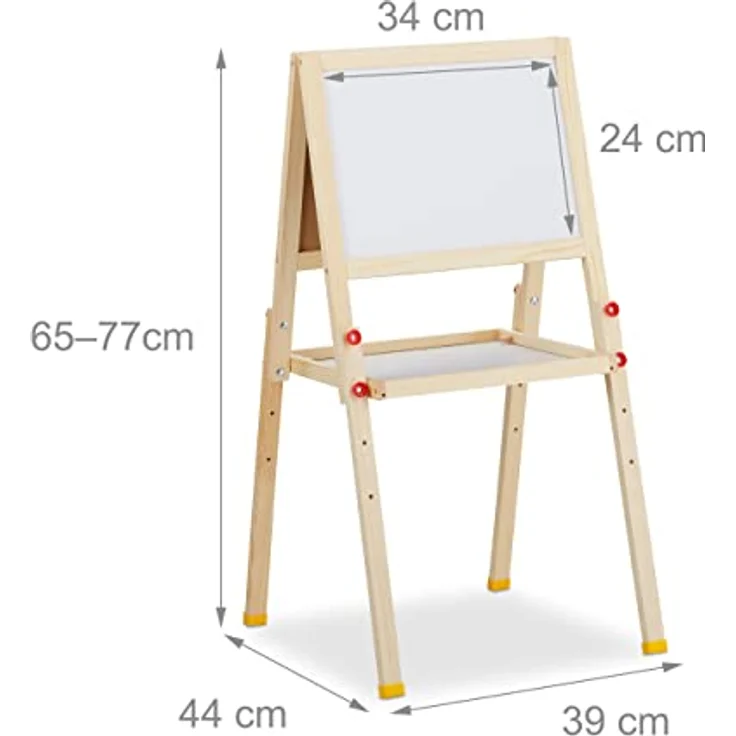 relaxdays Standtafel Kinder mit Whiteboard, höhenverstellbar, beidseitig nutzbar, natur/weiß/grün – Bild 4
