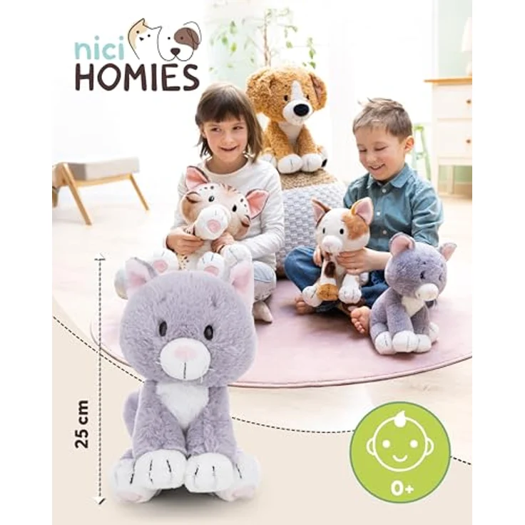 NICI Kuscheltier Katze sitzend grau, 25 cm Plüschkatze aus recyceltem Material – Bild 2