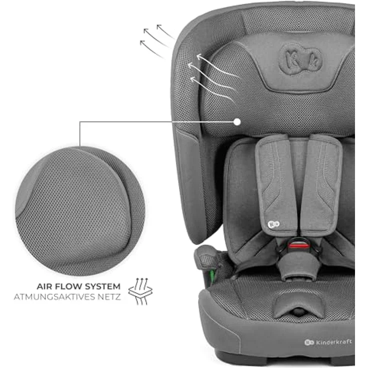 Kinderkraft Fix2Go Autokindersitz, 9-36 kg mit Schlaffunktion, Neigungsverstellung und SAFERIDE Sensor, Grey – Bild 10