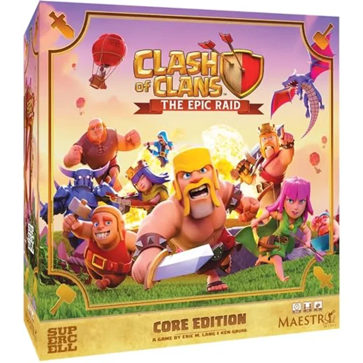 Maestro Media Ventures Clash of Clans The Epic Raid, Strategisches Brettspiel für 2-4 Spieler, Eigenständige Core Edition mit Raids, Dorfaufbau und Würfeln, 45-90 Min. Spielzeit