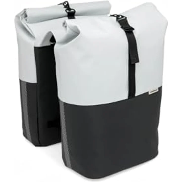 New Looxs Tasche Nyborg DoubleMIK lightgrey blk, Kinderfahrradtasche für MIK-Gepäckträger, wasserabweisend, geeignet für E-bikes – Bild 1
