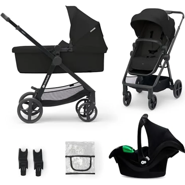 KinderKraft Newly 3in1 Mink Pro, Kombikinderwagen in Moonlight Grey mit einfachem Klappsystem und verstellbaren Elementen – Bild 1
