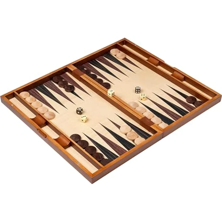Philos Backgammon Symi groß, Brettspiel mit Magnetverschluss und Holzintarsien, Ebenholz- und Sandelholzoptik – Bild 3