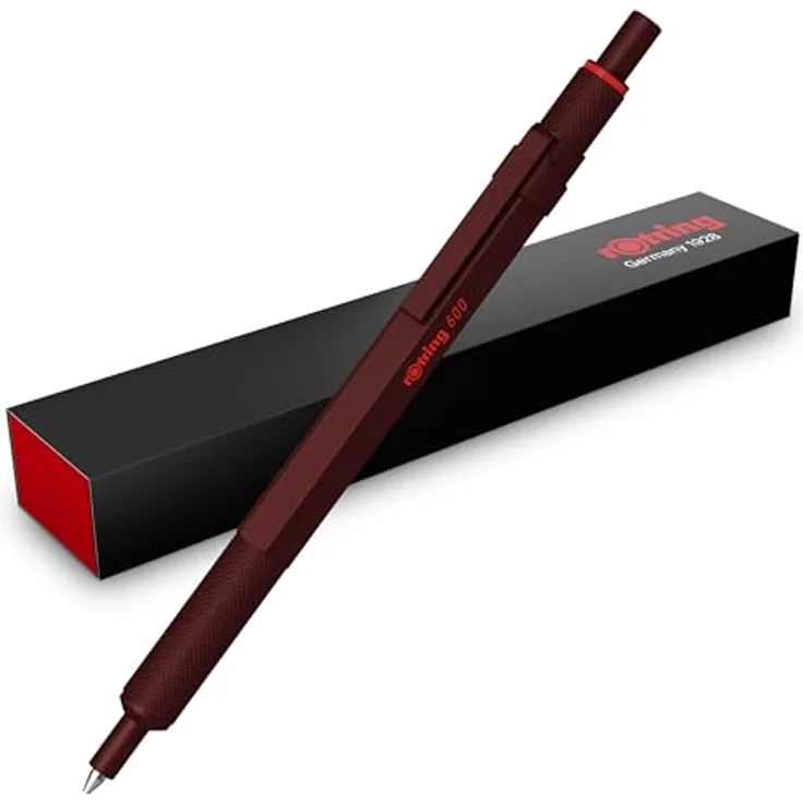 Rotring 600, Kugelschreiber aus Metall mit tiefschwarzer Tinte, schokolade