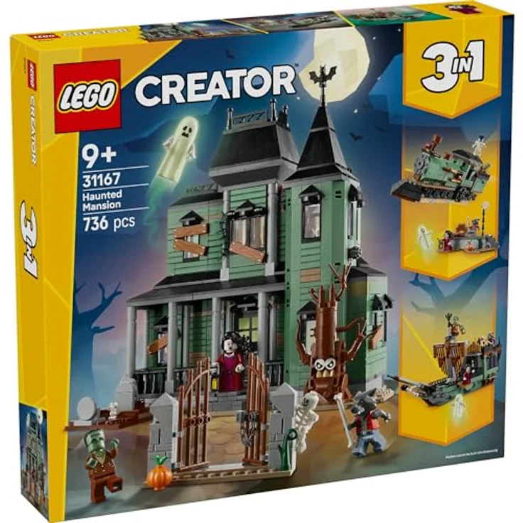 LEGO Creator 31167 Geisterhaus Bausatz, 3-in-1 Set mit 736 Teilen, 5 Minifiguren, Mehrfarbig – Bild 3
