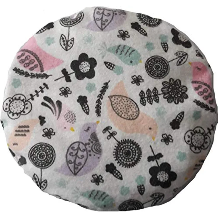 Feine Lebensart Körnerkissen Wärmekissen rund 15 cm, gefüllt mit Kirschkernen, mit Kissenhülle im Vogel pastell Design, waschbar bis 30°C