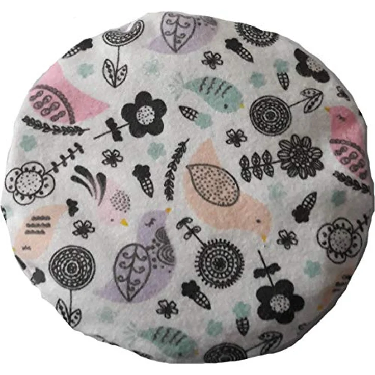 Feine Lebensart Körnerkissen Wärmekissen rund 15 cm, gefüllt mit Kirschkernen, mit Kissenhülle im Vogel pastell Design, waschbar bis 30°C – Bild 1