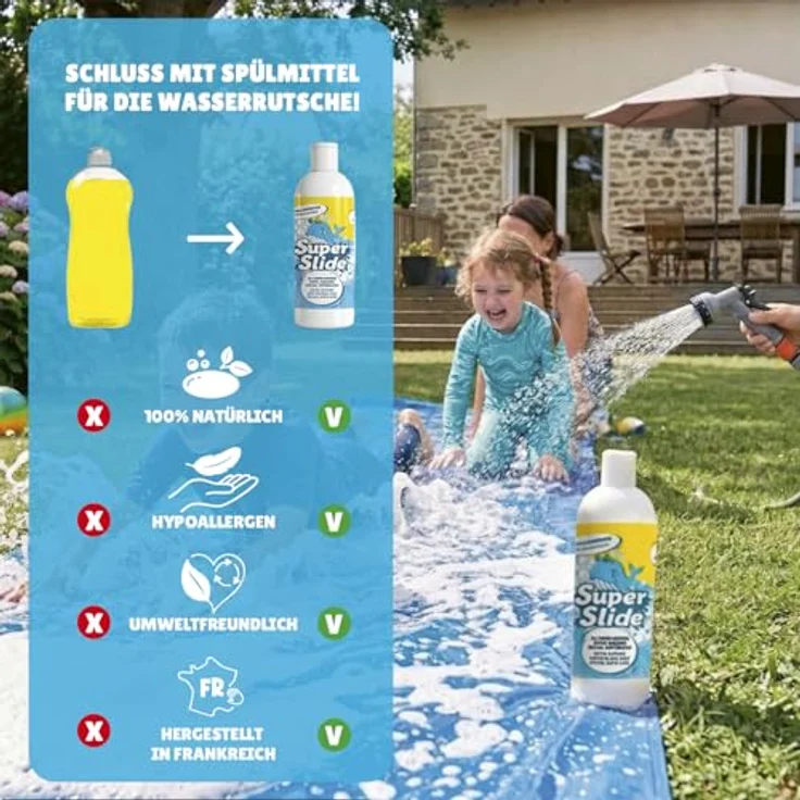 Original Cup® Wasserrutschmatte VentriBattle XXL, 10 Meter Doppelbahn mit 1 Liter 100% nat. Gleitseife, robust und leicht zu installieren – Bild 5