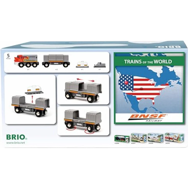 BRIO® Spielzeug-Eisenbahn BRIO® WORLD Santa Fe Zug, Holzspielzeug mit zwei Güterwaggons und FSC®-Zertifizierung – Bild 4