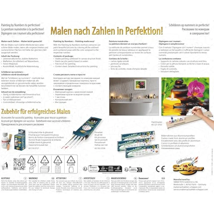 Schipper Malen nach Zahlen Meisterklasse Klassiker, Relax, beruhigendes Motiv mit Orchidee und Wasserreflexion, Made in Germany – Bild 2