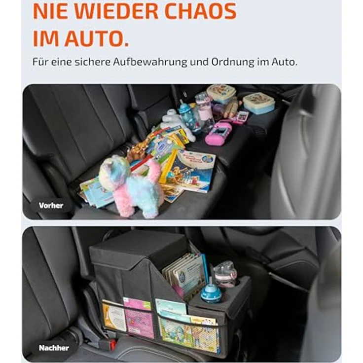 LIONSTRONG® Auto Organizer, universeller Rücksitz- und Beifahrersitz Organizer mit extrem stabilen Kunststoffplatten, wasserabweisend und extra Stauraum für Snacks und Spielzeug – Bild 2
