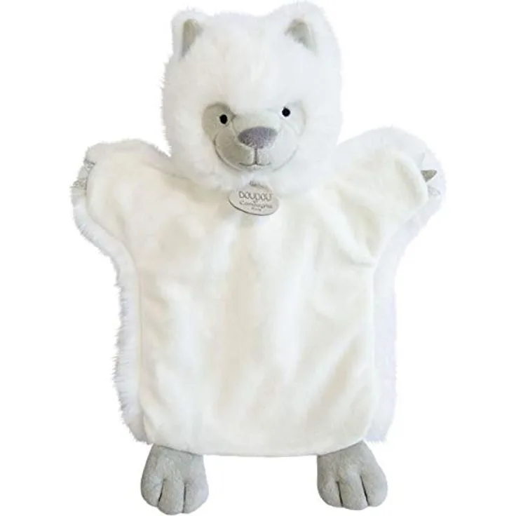 Doudou et Compagnie - Kuscheltier Handpuppe Wolf – 25 cm – Weiß – DC3620