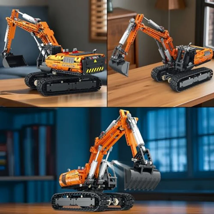 Reobrix 22003 Ferngesteuerter Bagger Bausatz, APP-gesteuertes Ingenieurfahrzeug mit 1106 Klemmbausteinen, ideal für Jugendliche und Erwachsene ab 14 Jahren – Bild 4