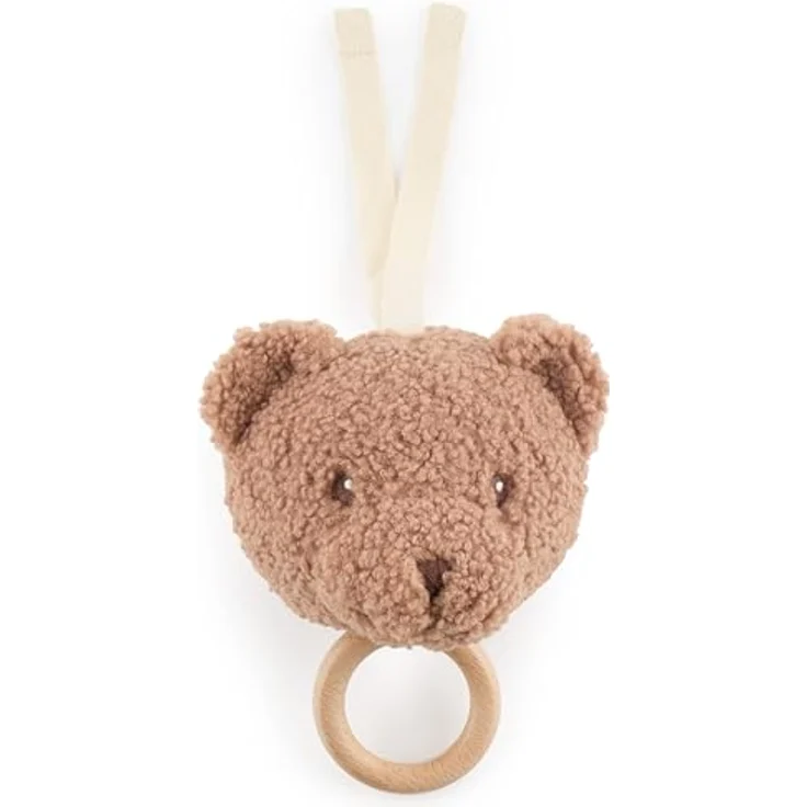 Bieco Musikspieluhr Bär Mika, ca. 30 cm, Bouclé Teddy mit Brahms Wiegenlied, Einschlafhilfe für Babys – Bild 1