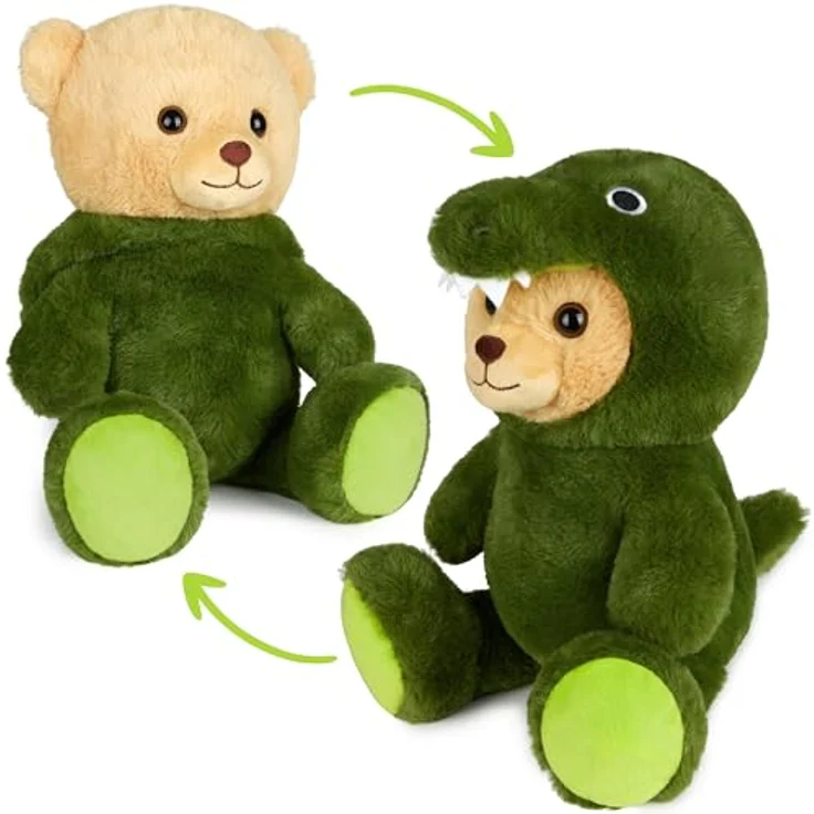 BRUBIES Teddy Krokodil, 25 cm Teddybär im Krokodilkostüm mit abnehmbarer Kapuze, extra weiches Plüschtier für Kinder, Grün – Bild 1