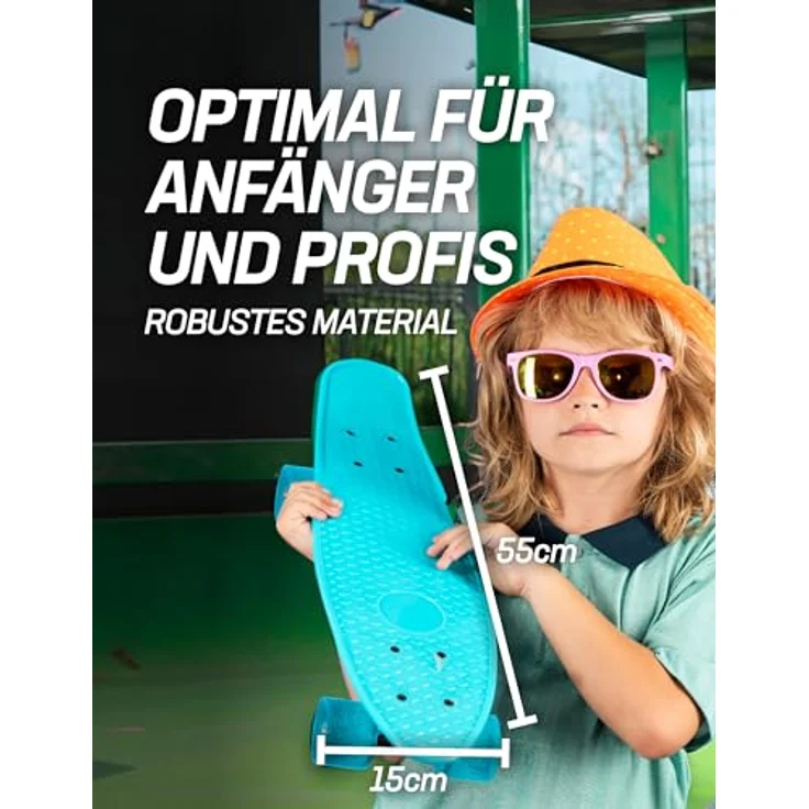 MUWO Cruiser Penny Board Mini Skateboard im Retro-Stil mit PU-Rädern, 55 cm Länge für Anfänger und Profis (gelb) – Bild 5