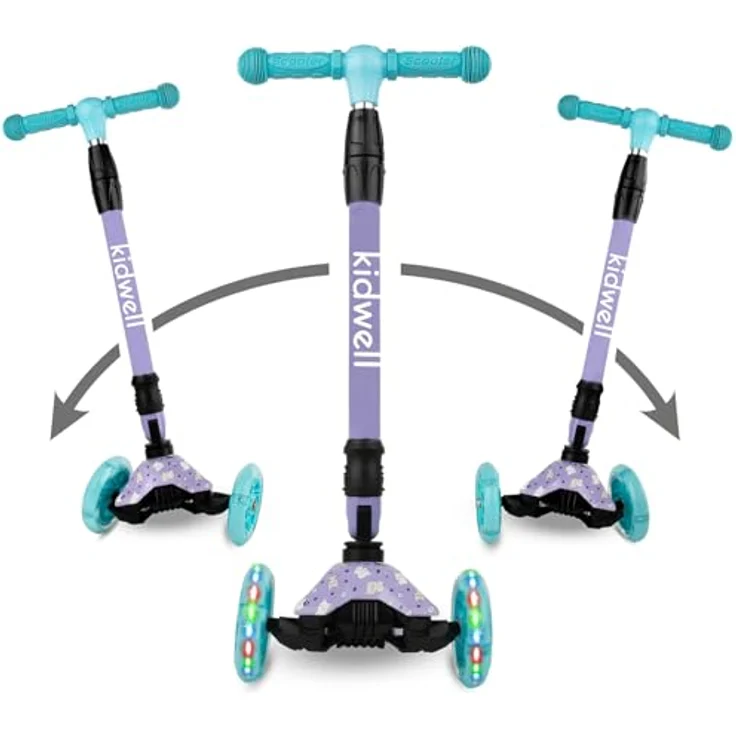 COIL VENTO Dreiradscooter Kinderroller, Tretroller mit ABEC-7-Lager, 3-stufiger Lenkradverstellung und LED-Rädern – Bild 4