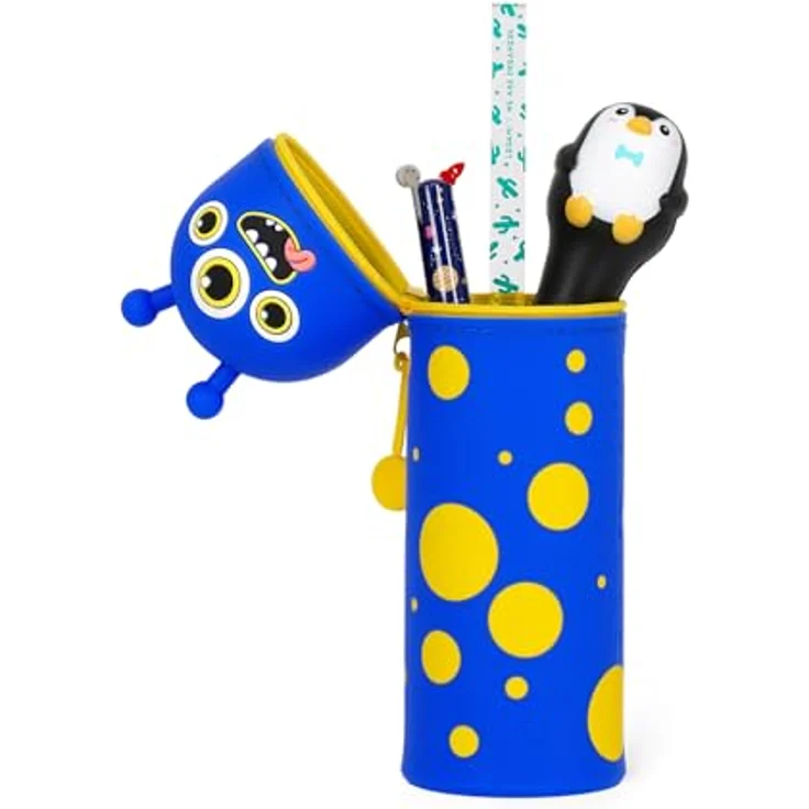 Legami Kawaii 2-in-1 Schulmäppchen, Silikon, Monster-Thema, Stifthalter, Reißverschluss, Höhe 18,5 cm – Bild 2