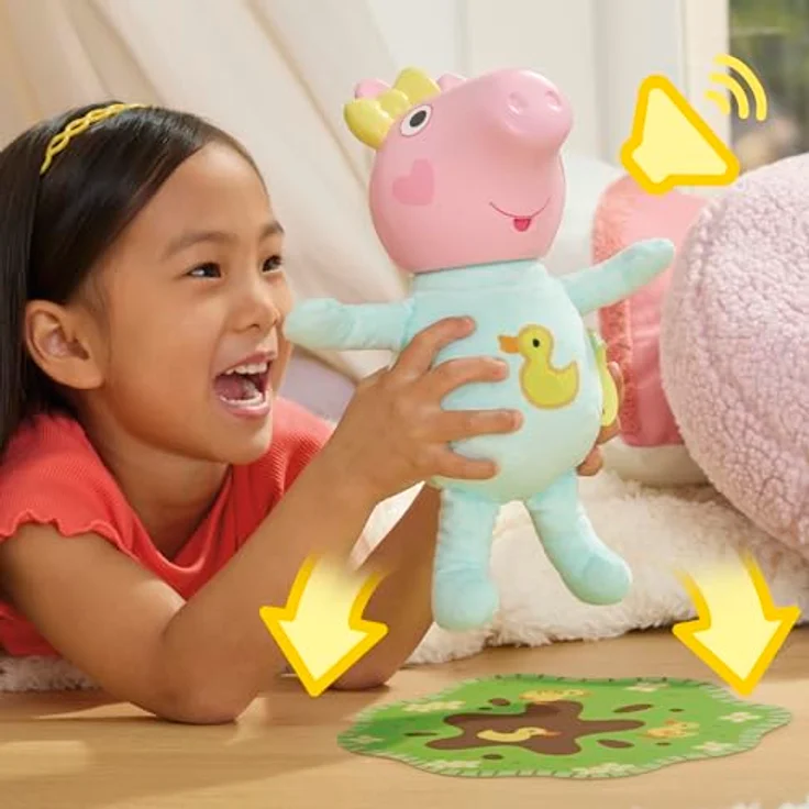 Hasbro Peppa Pig Oinks & Snuggles Evie, Interaktive Kuschelpuppe mit über 20 Soundeffekten und Zubehör – Bild 4