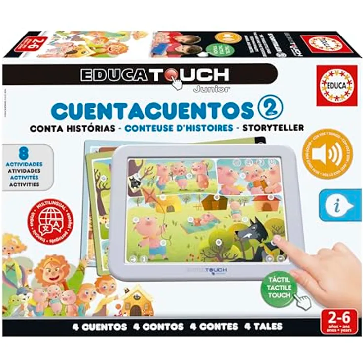 Educa Märchenerzähler Touch Junior (ES), interaktives Lernspiel mit 8 Aktivitätsblättern, drei Spielmodi und kreativen Märchen für Kinder von 2 bis 6 Jahren
