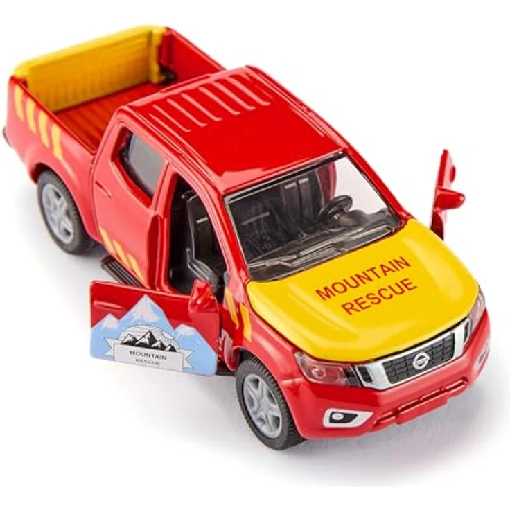 SIKU 1:50 Nissan Navara mit Rettungshubschrauber, Pickup mit Anhängekupplung und drehenden Rotorblättern – Bild 4