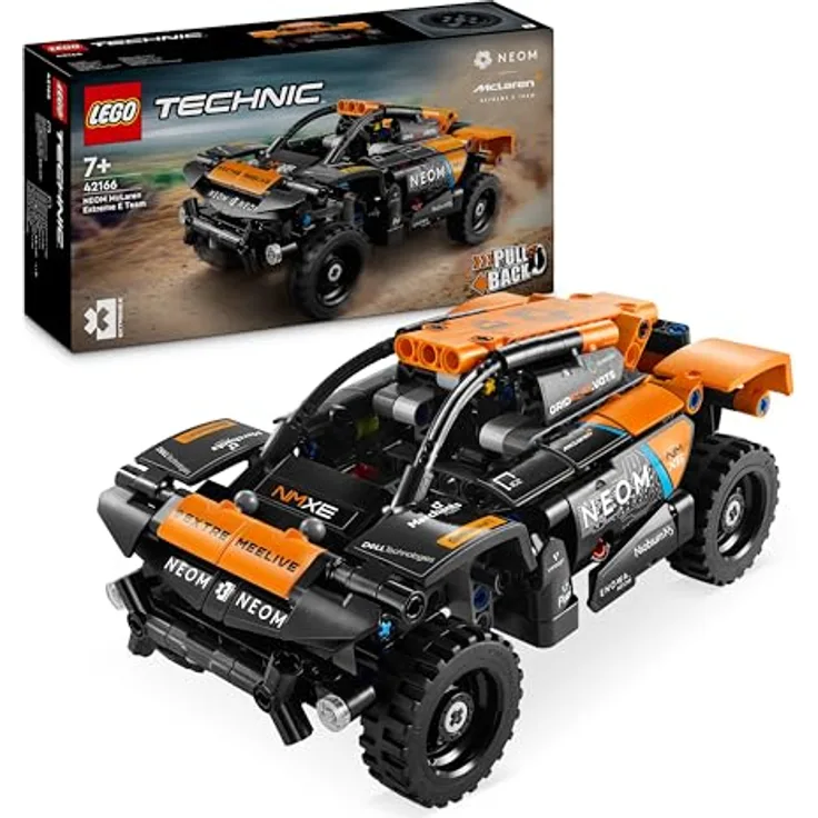 LEGO Technic NEOM McLaren Extreme E Race Car Set, Auto-Spielzeug mit Rückziehmotor für Kinder, baubares Aufziehauto, Technik-Geschenk für Jungs und Mädchen ab 7 Jahren 42166