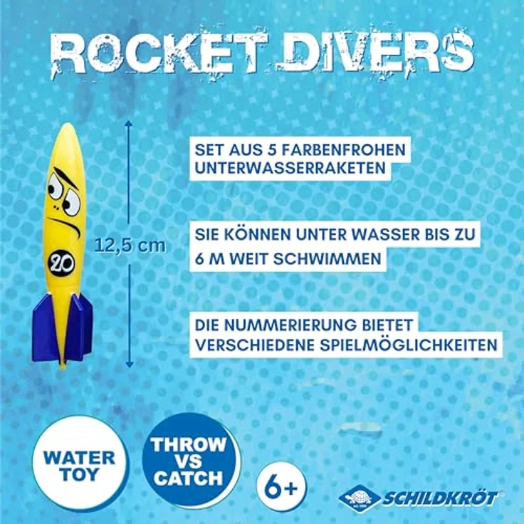 Schildkröt Rocket Divers Set, 5 farbenfrohe Unterwasserraketen für Kinder ab 5 Jahren, Tauchspielzeug für Schwimmbad und Badewanne – Bild 2