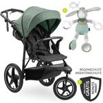 Hauck Buggy & Jogger Runner 3 (mit großen Luftreifen) - inkl. XXL Zubehörpaket & Fehn Spieltier Eselchen - Jungle Green mit Gratis Mobilitätsgarantie