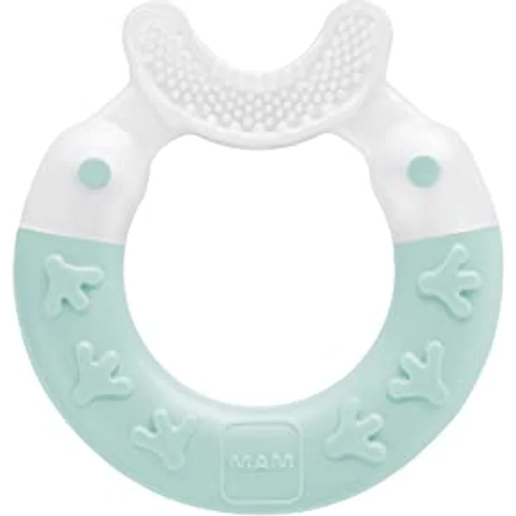 MAM Beißring Bite & Brush, Zahnungshilfe mit extra-weichen Borsten zur Zahnpflege, ab 3+ Monate, türkis – Bild 1