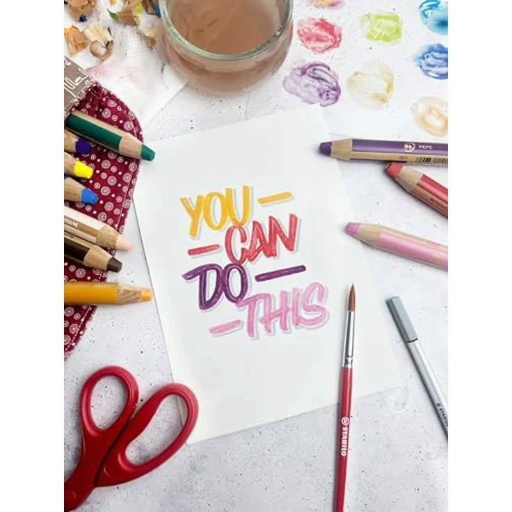 Buntstift, Wasserfarbe & Wachsmalkreide - STABILO woody 3 in 1 - ARTY - 6er Pack - mit 6 verschiedenen Farben und Spitzer – Bild 8