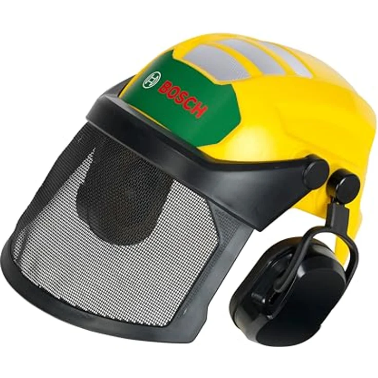 Theo Klein Bosch Waldarbeiter Helm, größenverstellbar mit beweglichem Visier, rot – Bild 1