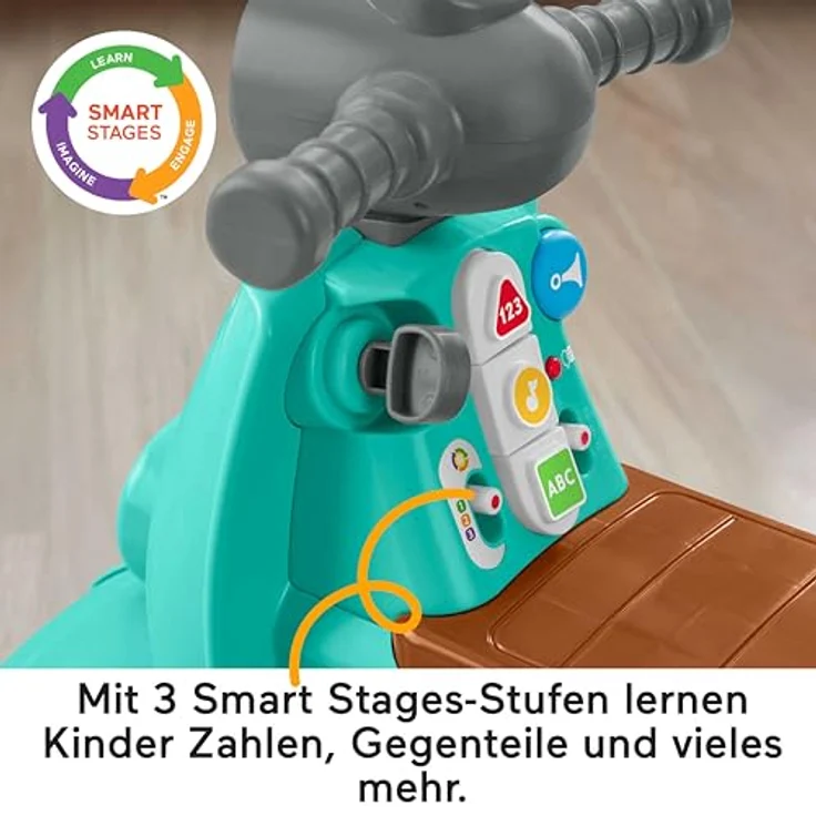 Fisher-Price HMV76 - Roller Aufsitzspielzeug für Kleinkinder mit Smart-Stages-Lerninhalt für Rollenspiele, mehrsprachige Version, Lernspielzeug, Babyspielzeg ab 12 Monaten – Bild 6